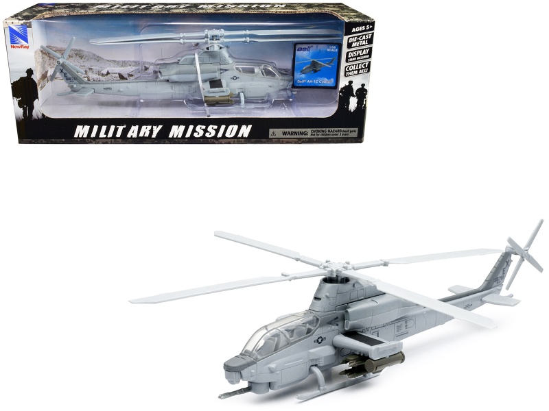 Bell AH-1Z Cobra Helicopter Gray Diecast Model - 1/55 Scale - New Ray
