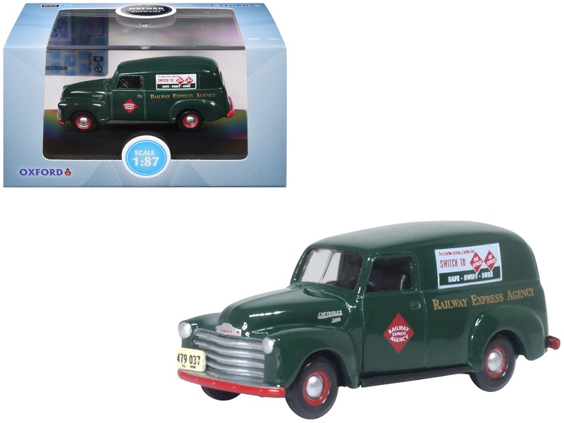 1950 Chevrolet Panel Van 'Railway Express Agency' Dark Green 1/87 Diecast Model Car
