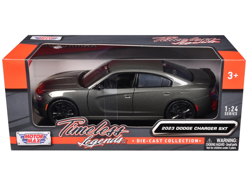 2023 Dodge Charger Sxt Gray Metallic "Timeless Legends" Series 1/24 Diecast Model Car By Motormax