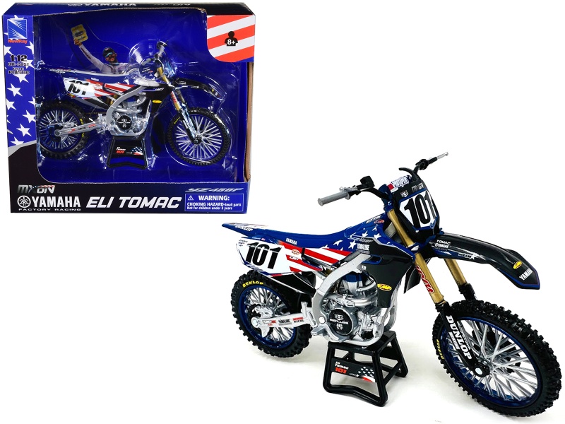 Yamaha Yz450f Dirt Bike Motorcycle #101 Eli Tomac American Flag Livery "Motocross Of Nations" 1/12 Model By New Ray