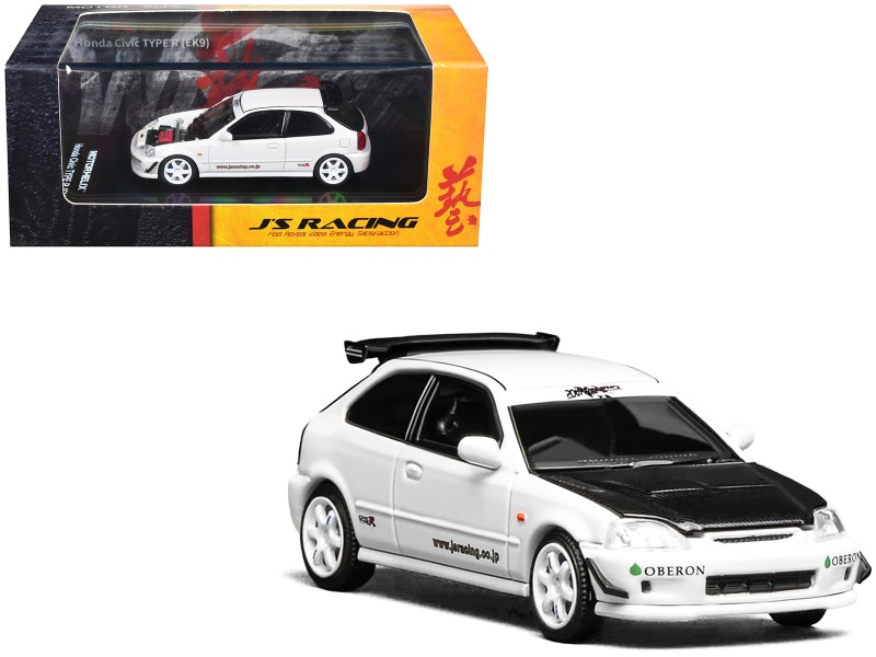 Honda Civic Type R (EK9) RHD “J’s Racing” White 1/64 Diecast Model Car