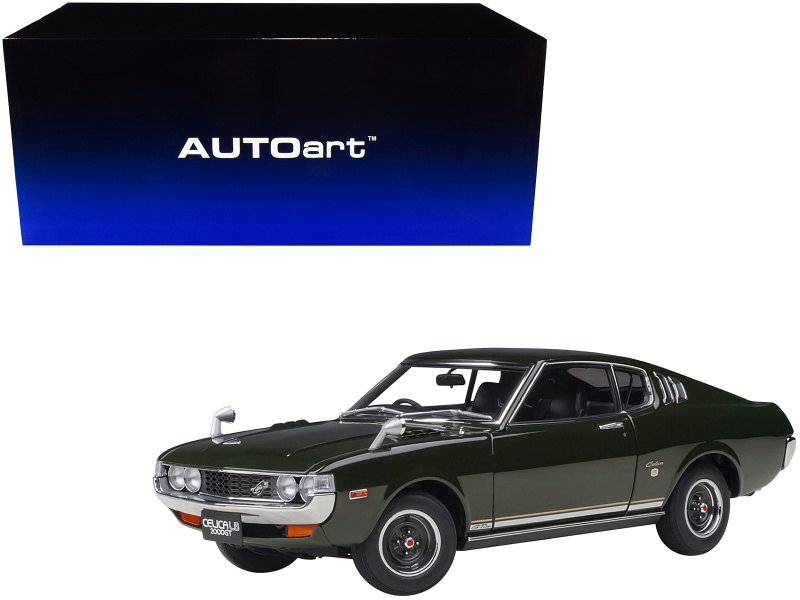 1973 Toyota Celica Liftback 2000Gt (Ra25) Rhd (Right Hand Drive) Moss Green 1/18 Model Car By Autoart