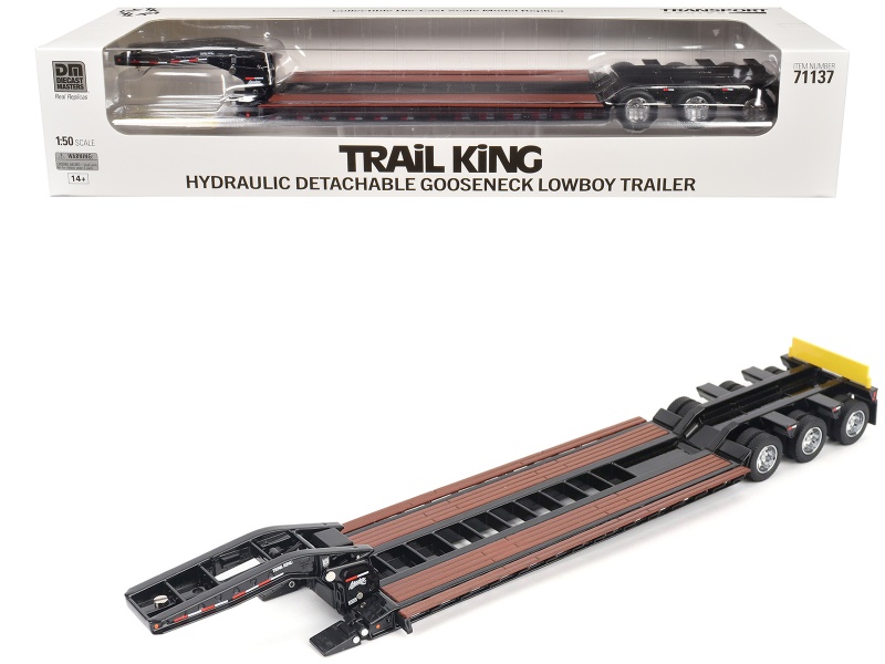 Trail King Tk120 Hydraulic Detachable Gooseneck Lowboy Trailer Black (Outrigger Version) "Transport Series" 1/50 Diecast Model By Diecast Masters