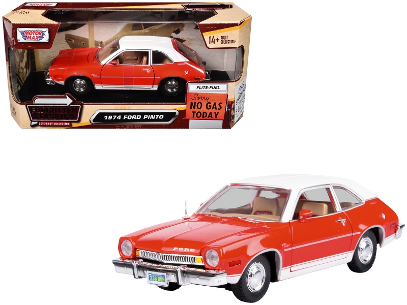 1974 Ford Pinto Orange with White Top “Forgotten Classics” Series 1/24 Diecast Model Car by Motormax