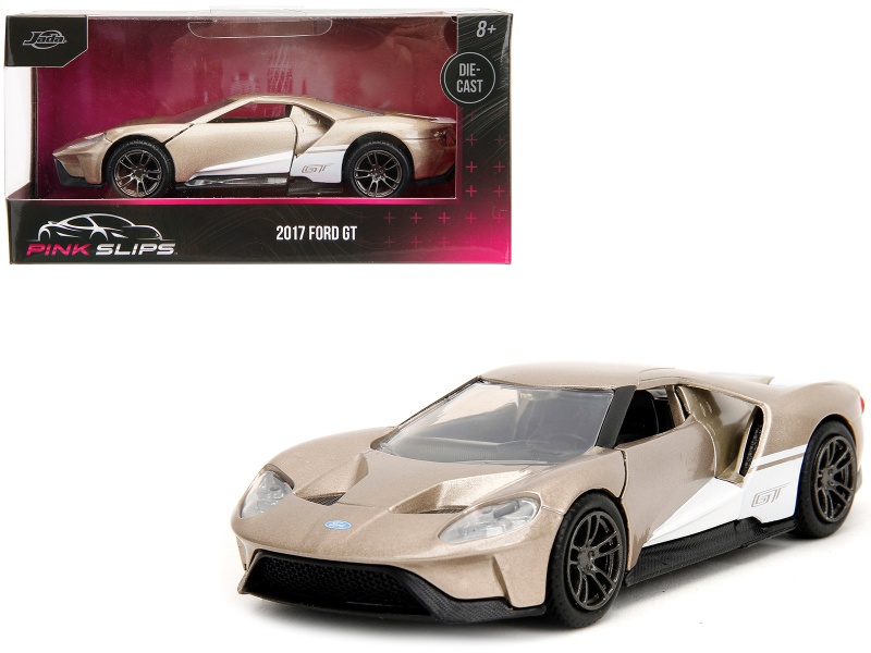 2017 Ford GT Gold Metallic With White Accents 'Pink Slips' Series Diecast Model Car