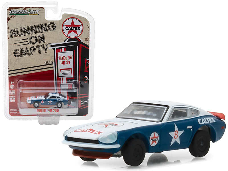 1970 Datsun 240Z #8 "Caltex" White And Blue "Running On Empty" Series 5 1/64 Diecast Model Car By Greenlight