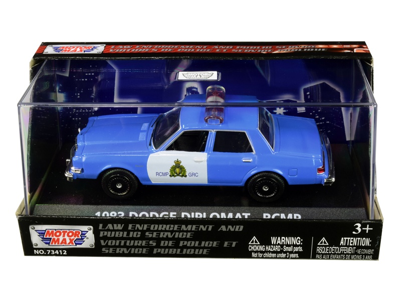 1983 Dodge Diplomat "Royal Canadian Mounted Police" (Rcmp) Light Blue And White 1/43 Diecast Model Car By Motormax