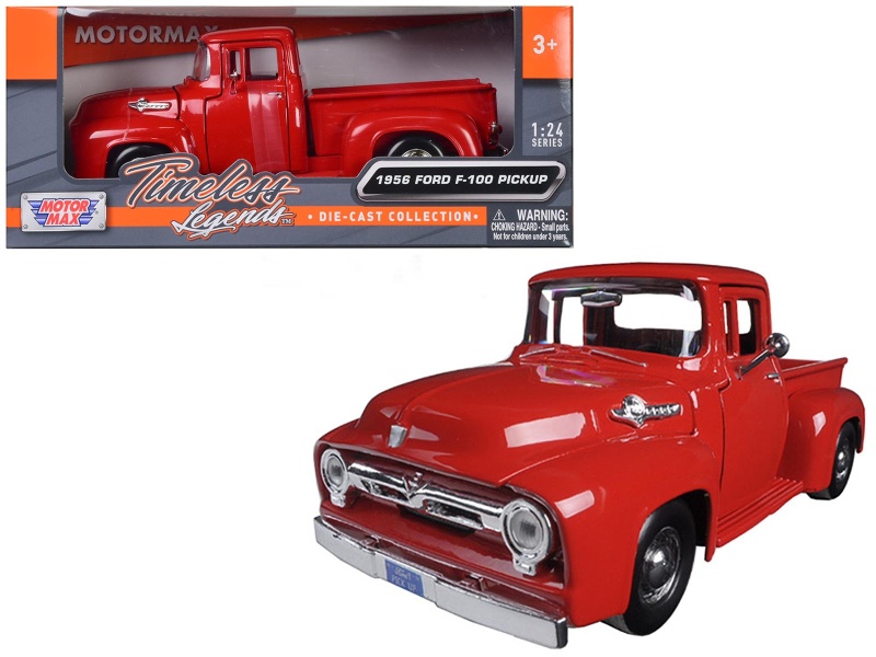 1956 Ford F-100 Pickup Red 1/24 Diecast Model Car By Motormax