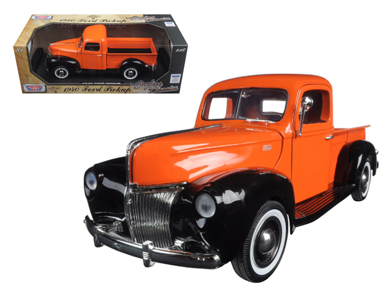 1940 Ford Pickup Truck Orange "Timeless Classics" 1/18 Diecast Model Car By Motormax