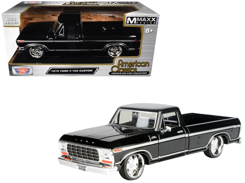 1979 Ford F-150 Custom Pickup Truck Black "Maxx Design" Series 1/24 Diecast Model Car By Motormax