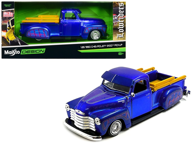 1950 Chevrolet 3100 Pickup Truck Lowrider Candy Blue Diecast Model Car