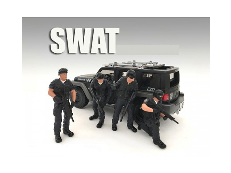 Swat Team 4 Piece Figure Set For 1:24 Scale Models By American Diorama