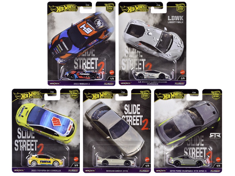 Slide Street 2 5 Piece Set Car Culture 2024 Series H Diecast Model Cars By Hot Wheels