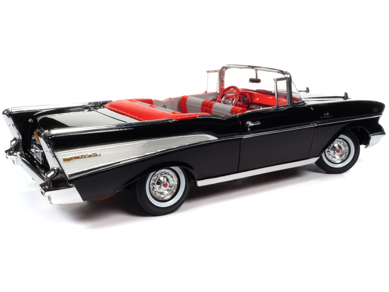 1957 Chevrolet Bel Air Convertible Onyx Black James Bond 007 "Dr. No" (1962) Movie "60 Years Of Bond" Series 1/18 Diecast Model Car By Auto World