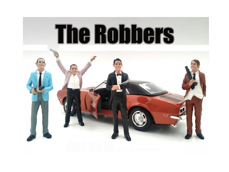 "The Robbers" 4 Piece Figure Set For 1:24 Scale Models By American Diorama