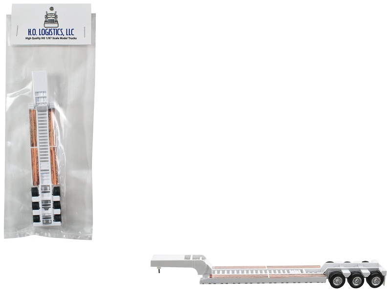 Low Boy Flatbed Trailer White 1/87 (Ho) Plastic Model Car By Ho Logistics