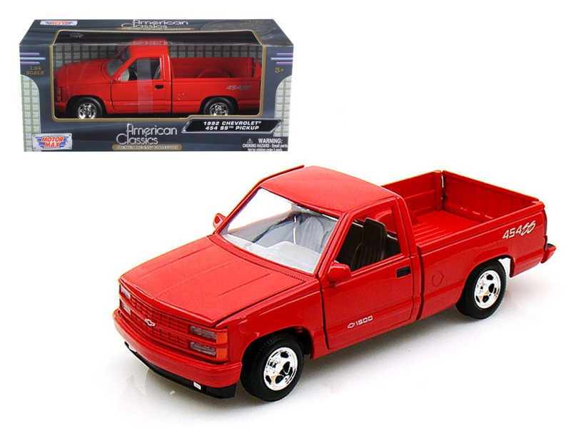 1992 Chevrolet Ss 454 Pickup Truck Red 1/24 Diecast Model By Motormax