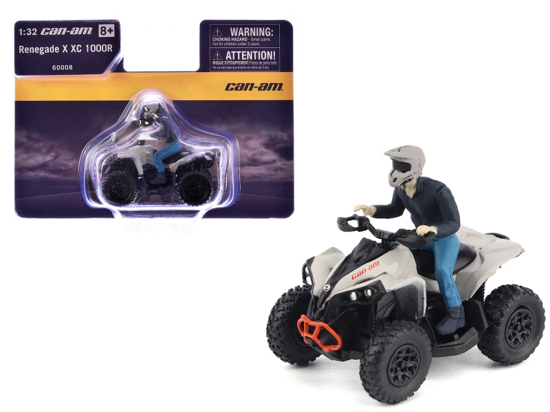 Can-Am Renegade X Xc 1000R Atv Chalk Gray With Driver Figure 1/32 Diecast Model By Brp Models