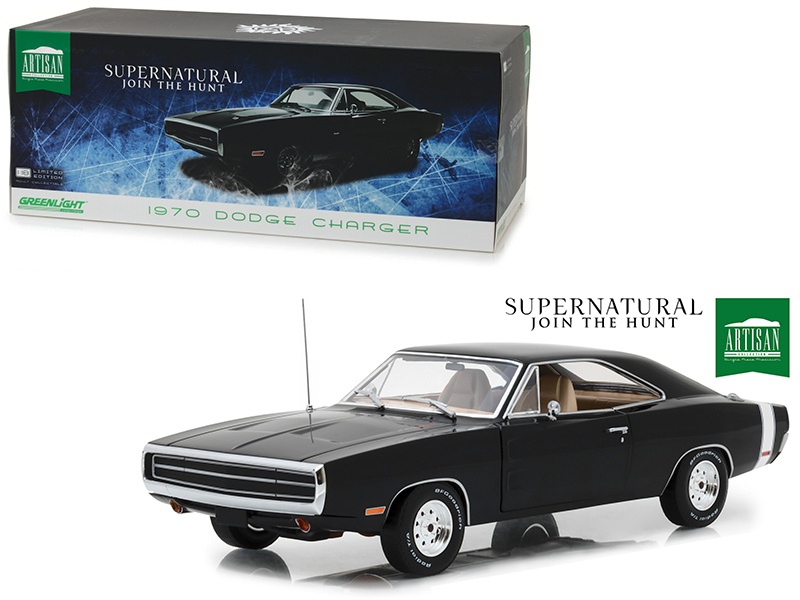 1970 Dodge Charger Black With White Tail Stripe \"Supernatural\" (2005) Tv Series 1/18 Diecast Model Car By Greenlight