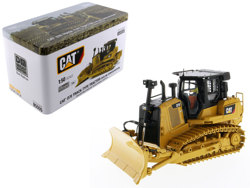 Cat Caterpillar D7e Track Type Tractor Dozer In Pipeline Configuration With Operator "High Line Series" 1/50 Diecast Model By Diecast Masters