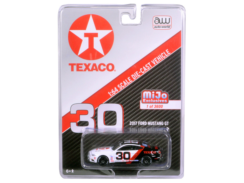 2017 Ford Mustang Gt Texaco Racing #30 Black And White Limited Edition To 3600Pcs 1/64 Diecast Model Car By Autoworld