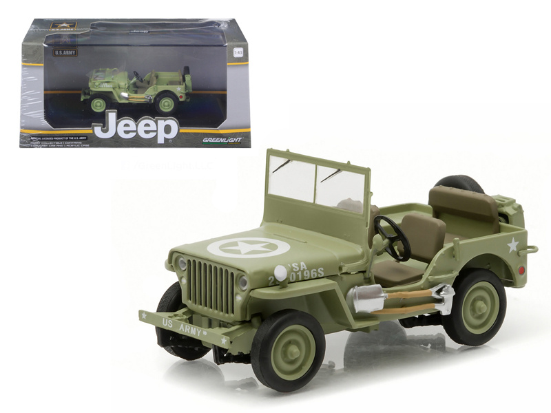 1944 Jeep Willys C7 U.S. Army Green With Star On Hood 1/43 Diecast Model Car By Greenlight
