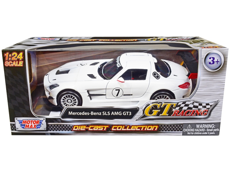 Mercedes-Benz Sls Amg Gt3 #7 White "Gt Racing" Series 1/24 Diecast Model Car By Motormax