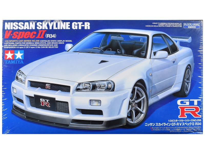 Model Kit Nissan Skyline Gt-R (R34) V-Spec Ii 1/24 Scale Model By Tamiya