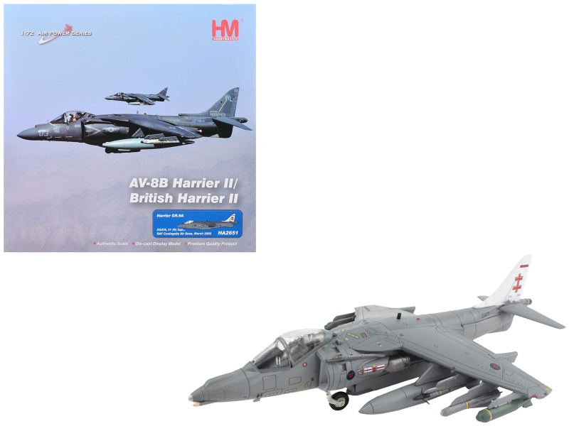 Mcdonnell Douglas Av-8B/British Harrier Ii Gr.9A Aircraft "41 (R) Squadron Raf Coningsby Air Base" (2006) Royal Air Force "Air Power Series" 1/72 Diecast Model By Hobby Master