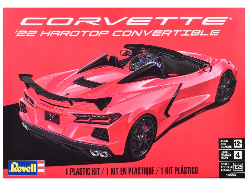 Level 4 Model Kit 2022 Chevrolet Corvette C8 Hardtop Convertible 1/25 Scale Model By Revell