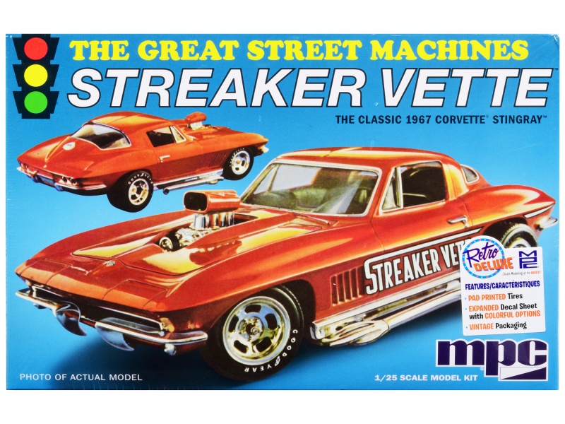 Skill 2 Model Kit 1967 Chevrolet Corvette Stingray "Streaker Vette" "The Great Street Machines" Series 1/25 Scale Model Car By Mpc