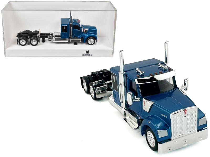 Kenworth W990 With Flat Top Sleeper Cab Blue Metallic