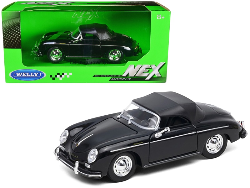 Porsche 356A Speedster Soft Top Black 1/24 Diecast Model Car - Welly NEX Models