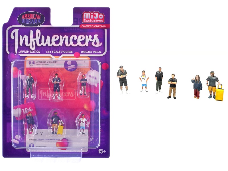 "Influencers" 6 Piece Diecast Figure Set Limited Edition For 1/64 Scale Models By American Diorama