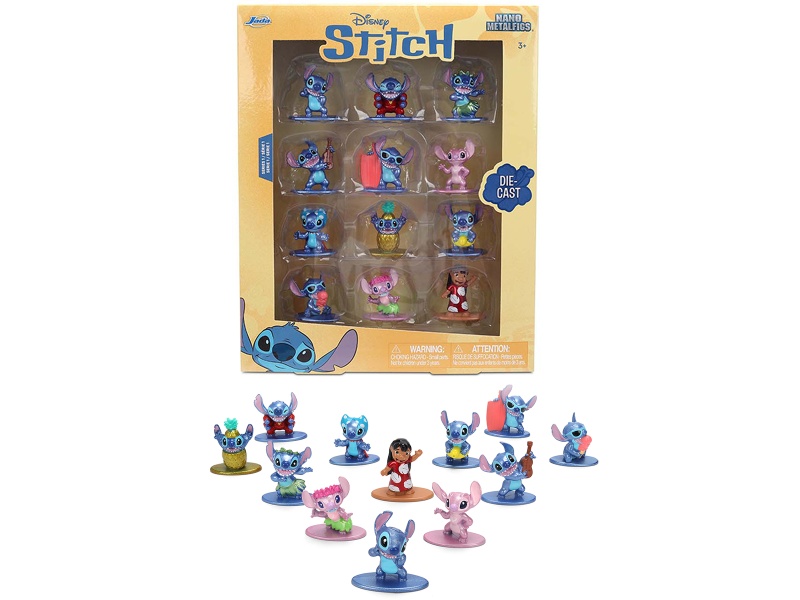 Set Of 12 Diecast Figures "Disney's Stitch" Franchise "Nano Metalfigs" Series Diecast Models By Jada