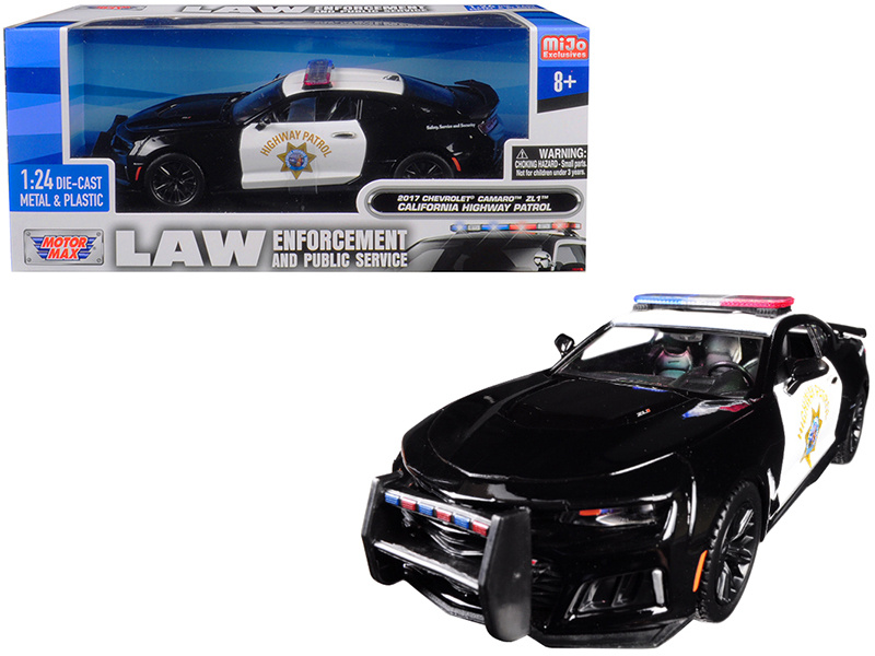 2017 Chevrolet Camaro Zl1 "California Highway Patrol" (Chp) Black And White "Law Enforcement And Public Service" Series 1/24 Diecast Model Car By Motormax