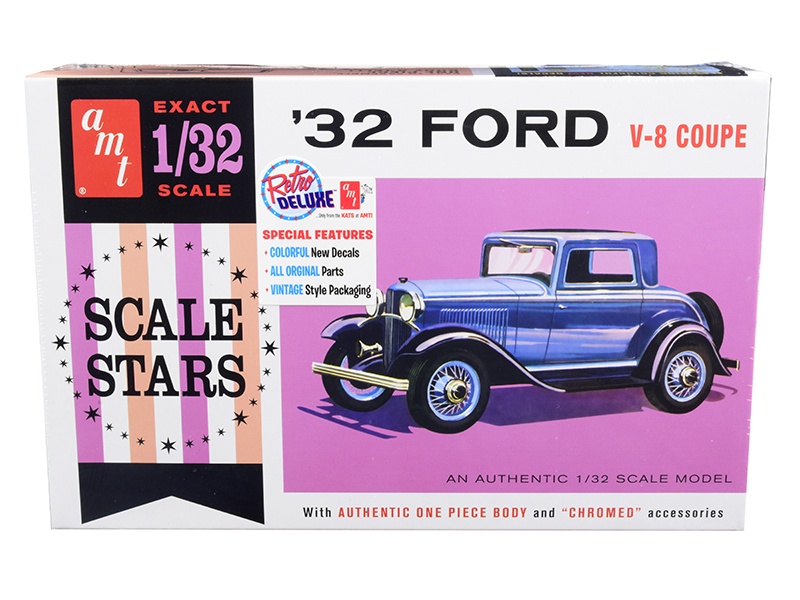 Skill 2 Model Kit 1932 Ford V-8 Coupe "Scale Stars" 1/32 Scale Model By Amt