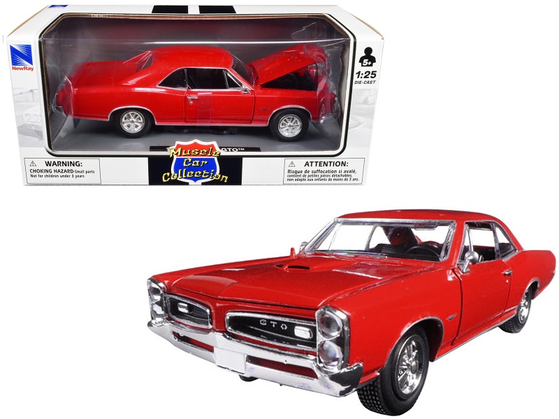 1966 Pontiac Gto Red "Muscle Car Collection" 1/25 Diecast Model Car By New Ray