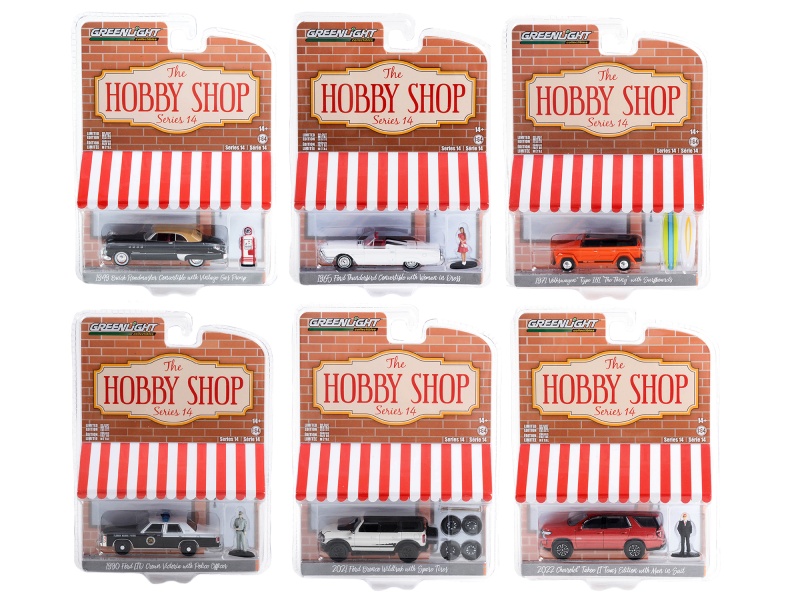 "The Hobby Shop" Set Of 6 Pieces Series 14 1/64 Diecast Model Cars By Greenlight