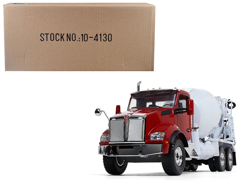Kenworth T880 With Mcneilus Standard Mixer Red Cab/ White Body 1/34 Diecast Model By First Gear