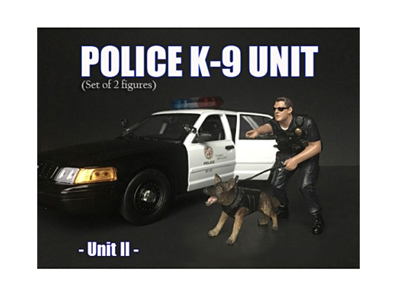 Police Officer Figure With K9 Dog Unit Ii For 1/18 Scale Models By American Diorama