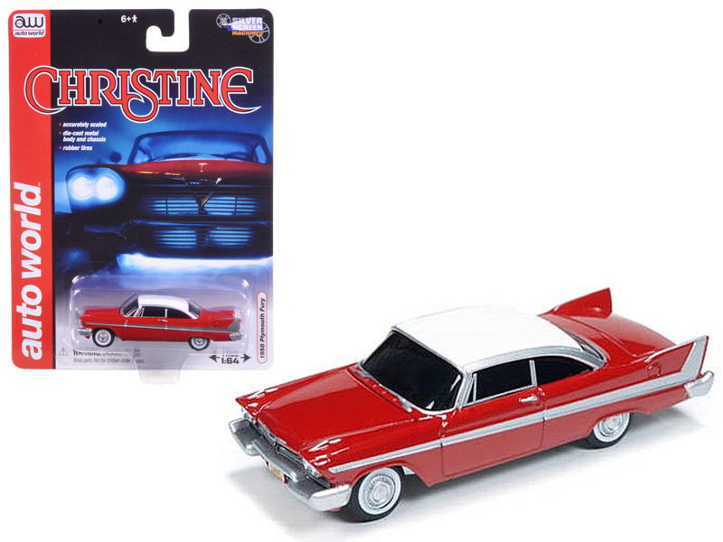 1958 Plymouth Fury Red With White Top "Christine" (1983) Movie 1/64 Diecast Model Car By Autoworld