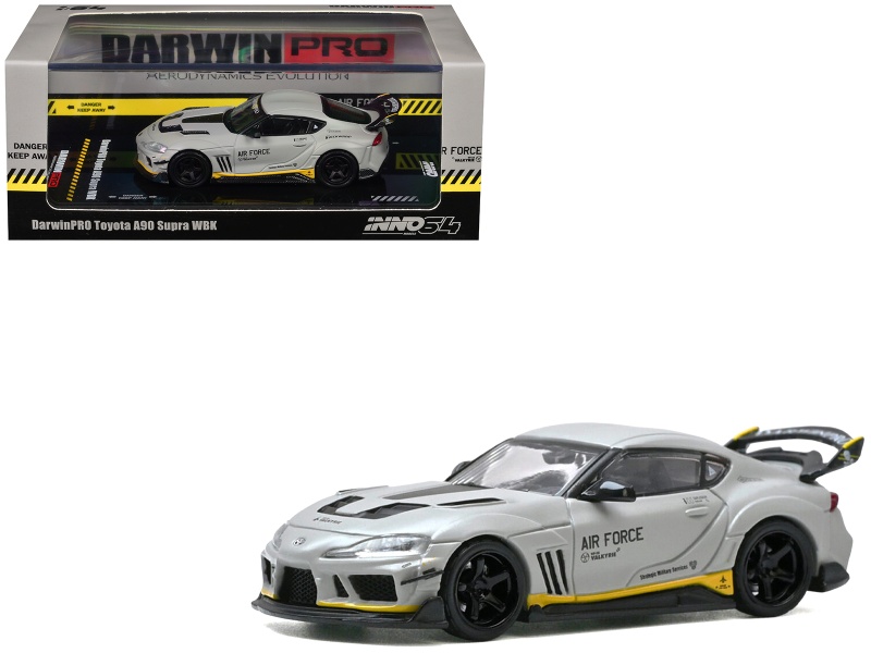 Toyota Supra (A90) Wbk Darwinpro "Air Force" Matt Gray With Carbon Accents 1/64 Diecast Model Car By Inno Models