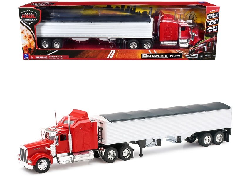 Kenworth W900 Grain Truck Red And White "Long Haul Truckers" Series 1/32 Diecast Model By New Ray