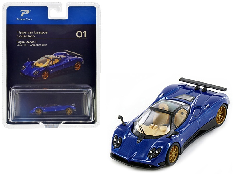 Pagani Zonda F Argentina Blue Metallic 1/64 Diecast Model Car - Hypercar League Collection