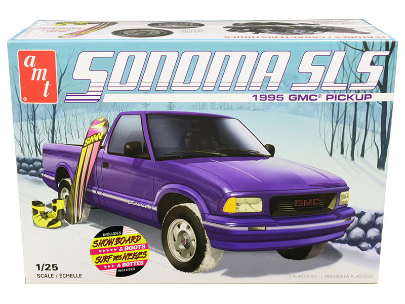 Skill 2 Model Kit 1995 Gmc Sonoma Sls Pickup Truck With Snowboard And Boots 1/25 Scale Model By Amt