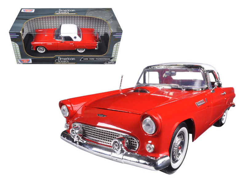1956 Ford Thunderbird Hardtop Red With White Top "American Classics" 1/18 Diecast Model Car By Motormax