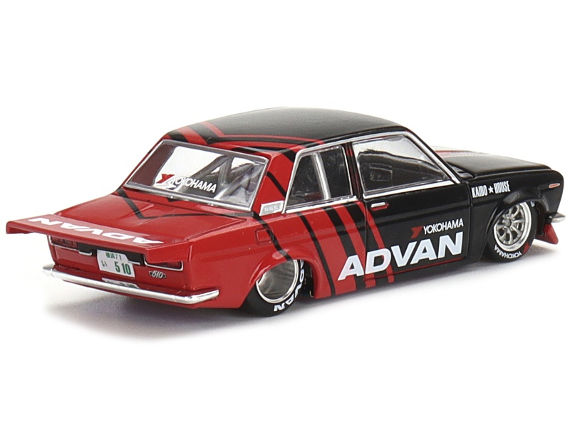 Datsun 510 Pro Street "Advan" Black And Red (Designed By Jun Imai) "Kaido House" Special 1/64 Diecast Model Car By True Scale Miniatures