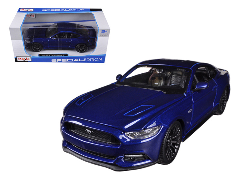 2015 Ford Mustang Gt 5.0 Blue Metallic 1/24 Diecast Car Model By Maisto