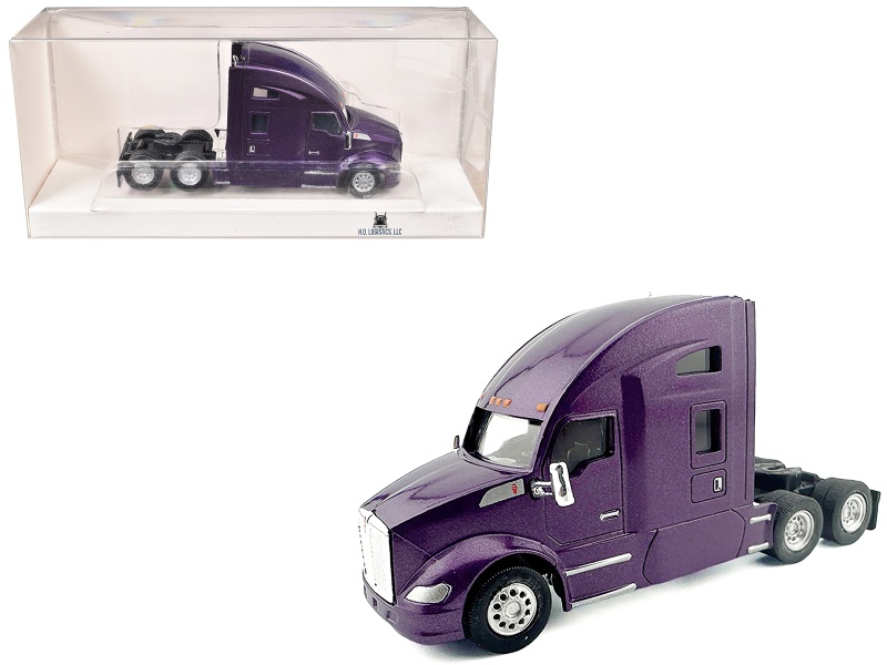 Kenworth T680 Sleeper Cab Purple Metallic 1/87 (Ho) Plastic Model Car By Ho Logistics
